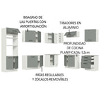 Cocina Integral Esquinera 479 x 52 cm 13 Puertas 3 Cajones Blanco/Gris Agata