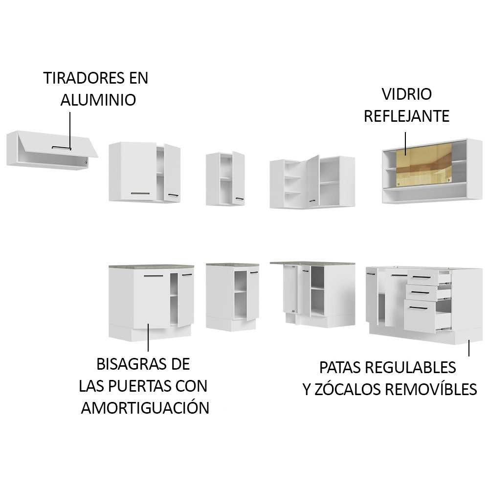 Cocina Integral Esquinera 486 x 60 cm Agata Blanco 01