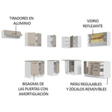 Cocina Integral de Esquina 486cm Blanco/Crema 60cm de Profundidad Agata 01