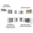 Cocina Integral de Esquina 486cm Blanco/Gris 60cm de Profundidad Agata 01