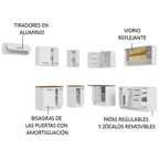 Cocina Integral de Esquina 486cm Blanco Encimera Marrón 60cm de Profundidad Agata 01