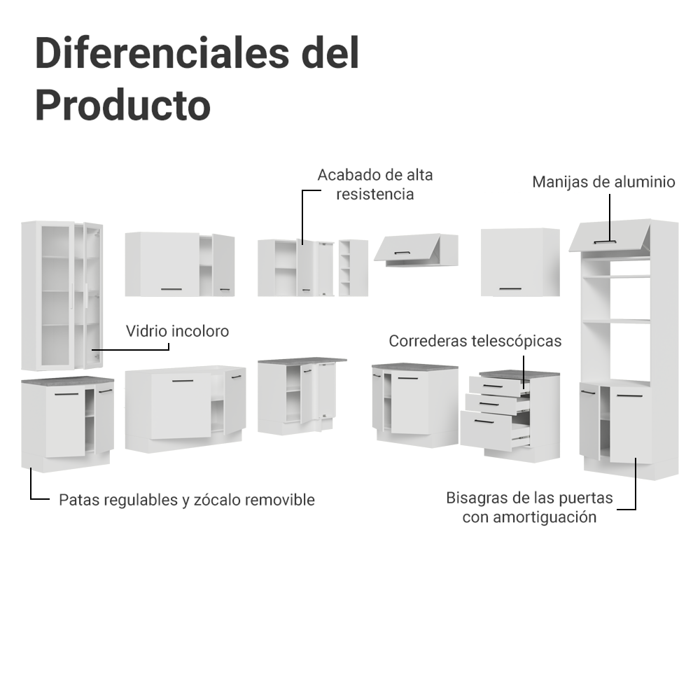 Cocina Integral 549cm Blanco Agata 01