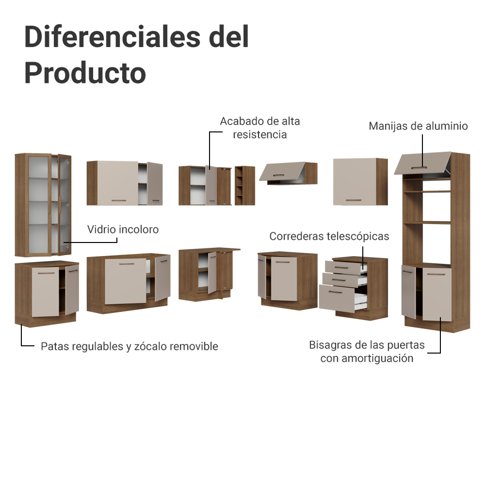 Cocina Integral 549cm Marrón/Crema Agata 01