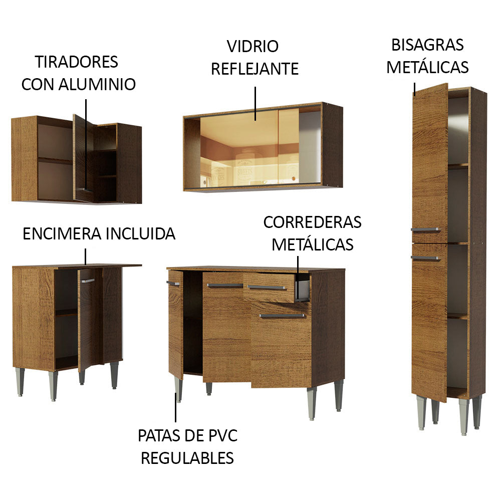 Cocina Integral Esquinera 261cm Marrón Emilly River 03