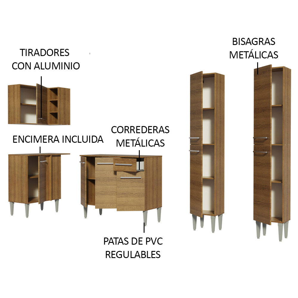 Cocina Integral Esquinera 293cm Marrón Emilly Music 02