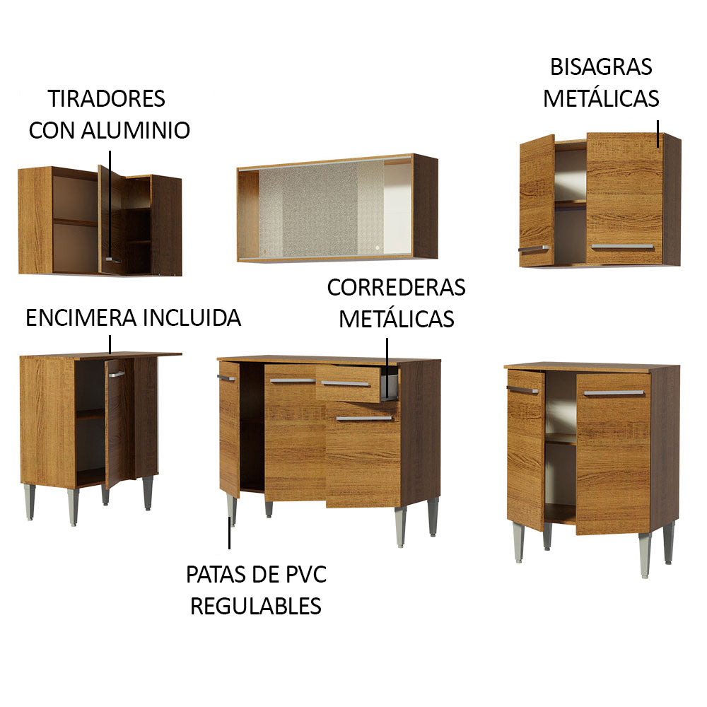 Cocina Integral Esquinera 293cm Marrón Emilly Point 03