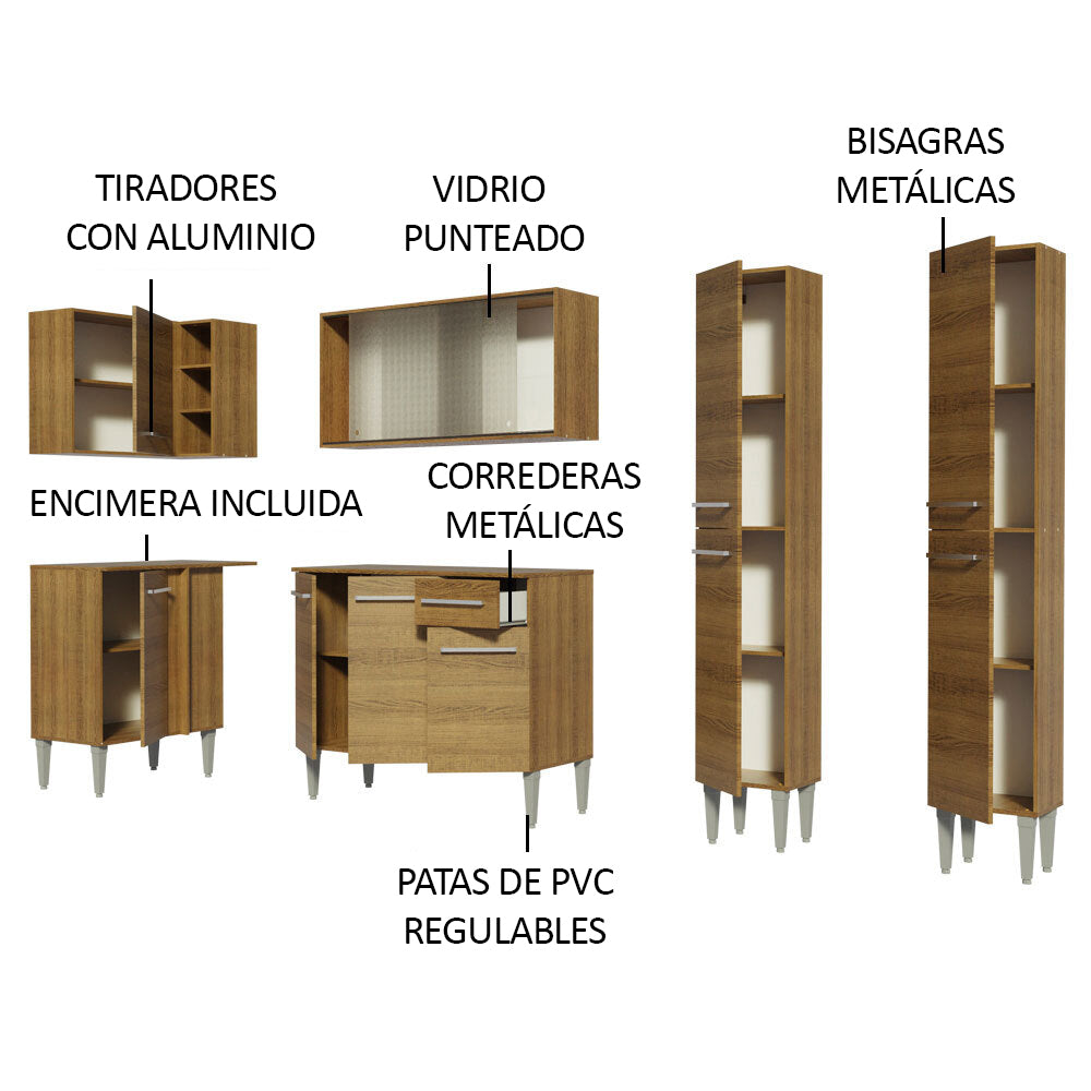 Cocina Integral Esquinera 293cm Marrón Emilly Self 05