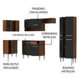 Cocina Integral Esquinera 353cm Marrón/Negro Emilly Sun 01
