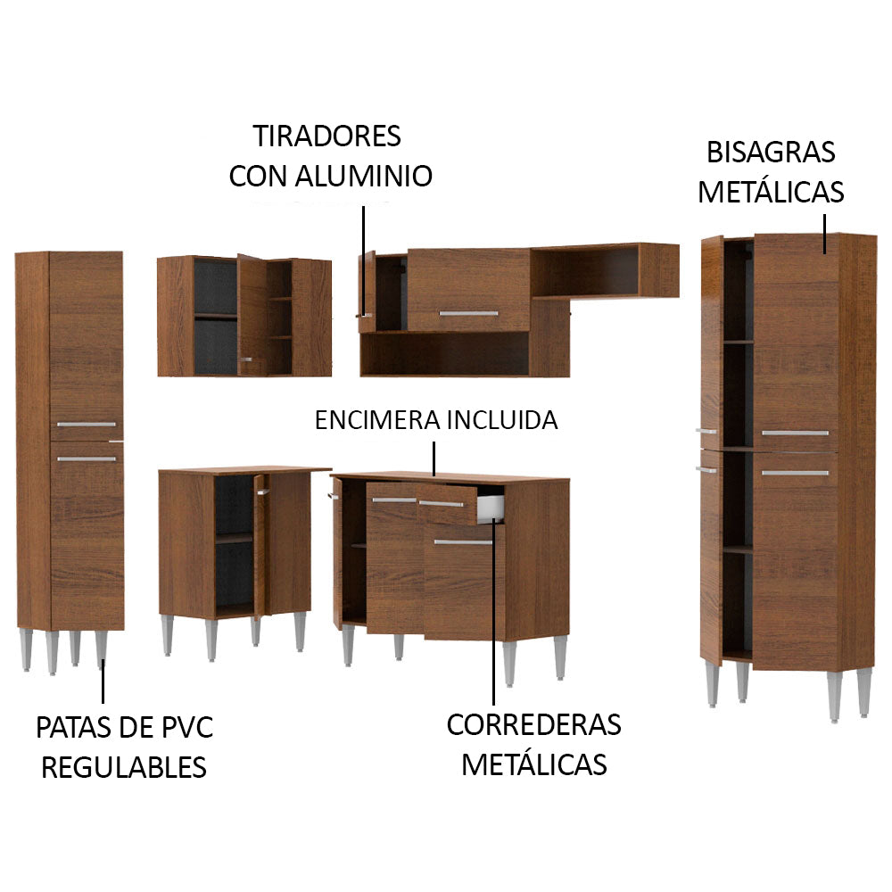 Cocina Integral Esquinera 385cm Marrón Emilly Love 01