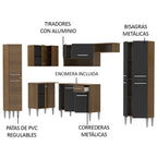 Cocina Integral Esquinera 385cm Marrón/Negro Emilly Love 01
