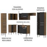 Cocina Integral Esquinera 385cm Marrón/Negro Emilly Love 01