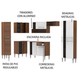 Cocina Integral Esquinera 385cm Marrón/Branco Emilly Love 01