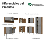 Cocina Integral Esquinera 417cm Marrón/Gris Emilly 02
