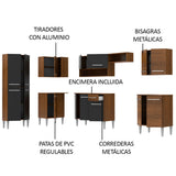 Cocina Integral Esquinera 481cm Marrón/Negro Emilly Moon 01