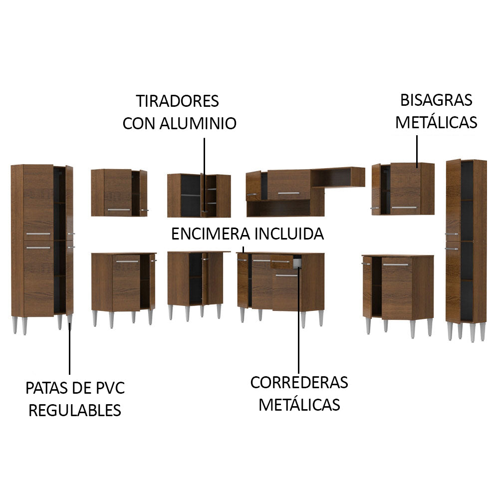 Cocina Integral Esquinera 513cm Marrón Emilly Big 02