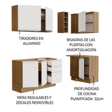Cocina Integral Esquinera 269cm Marrón/Blanco Glamy 01