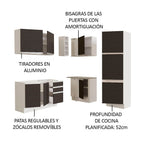 Cocina Integral Esquinera 329cm Blanco/Negro Glamy 01