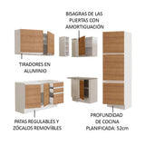 Cocina Integral Esquinera 329cm Blanco/Marrón Glamy 01
