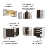 Cocina Integral Esquinera 329cm Blanco/Negro Glamy 02