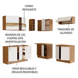 Cocina Integral Esquinera 349cm Marrón/Blanco Glamy 01