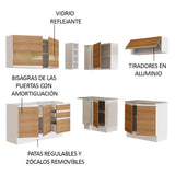 Cocina Integral Esquinera 349cm Blanco/Marrón Glamy 01