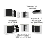 Cocina Integral Esquinera 349cm Blanco/Negro Glamy 03