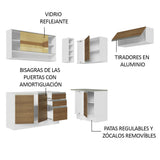 Cocina Integral Esquinera 349cm Blanco/Marrón Glamy 06