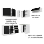 Cocina Integral Esquinera 349cm Blanco/Negro Glamy 07