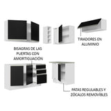 Cocina Integral Esquinera 349cm Blanco/Negro Glamy 07