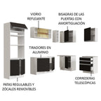Cocina Integral Esquinera 399cm Blanco/Negro Glamy 02