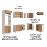 Cocina Integral Esquinera 419cm Blanco/Marrón Glamy 01
