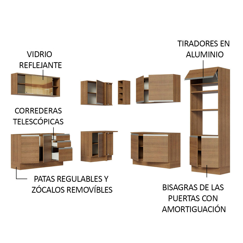 Cocina Integral Esquinera 459cm Marrón Glamy 01