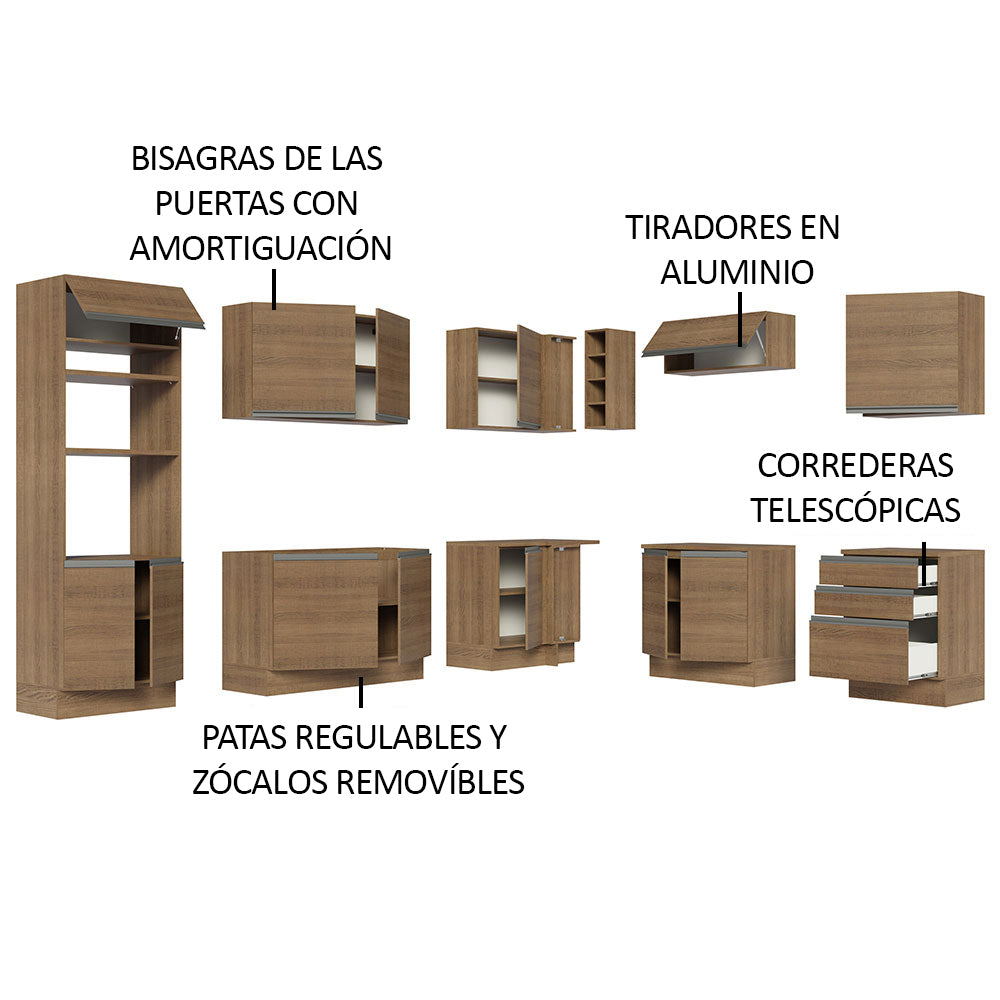 Cocina Integral Esquinera 479cm Marrón Glamy 01