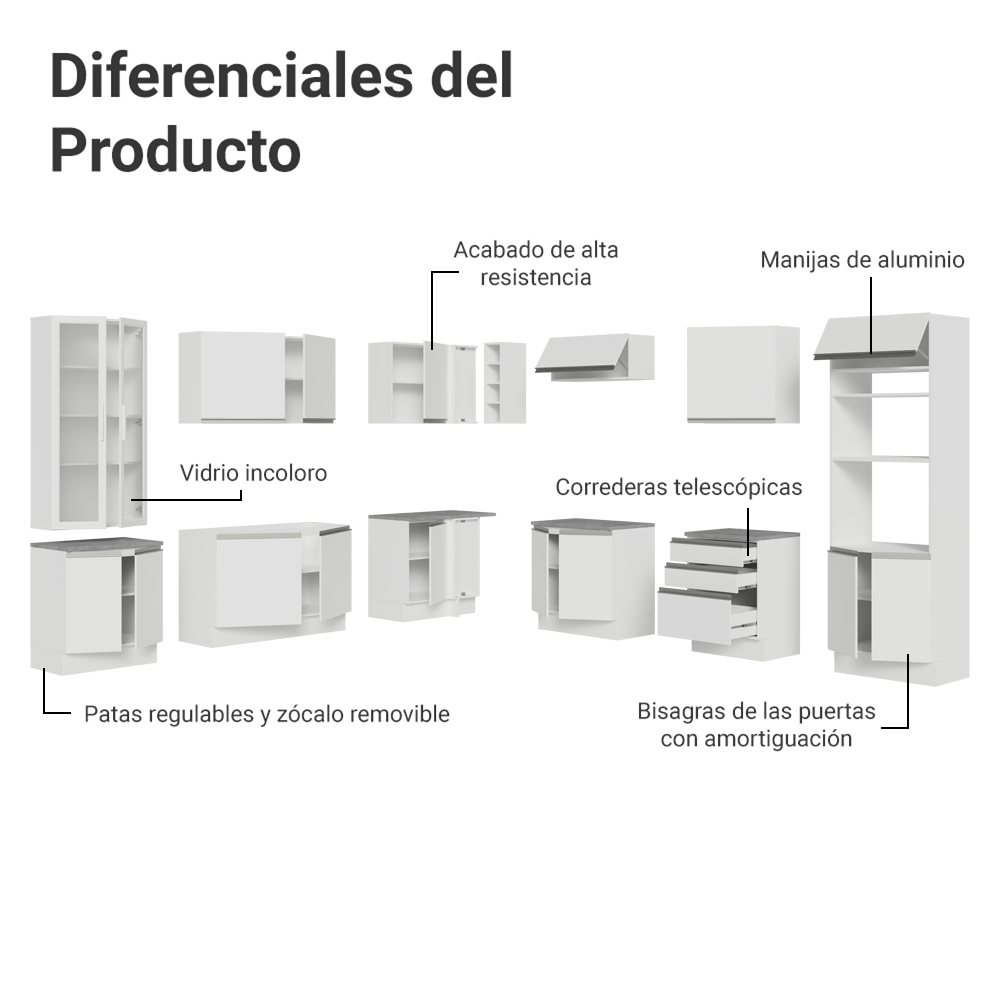 Cocina Integral 549cm Blanco Glamy 01