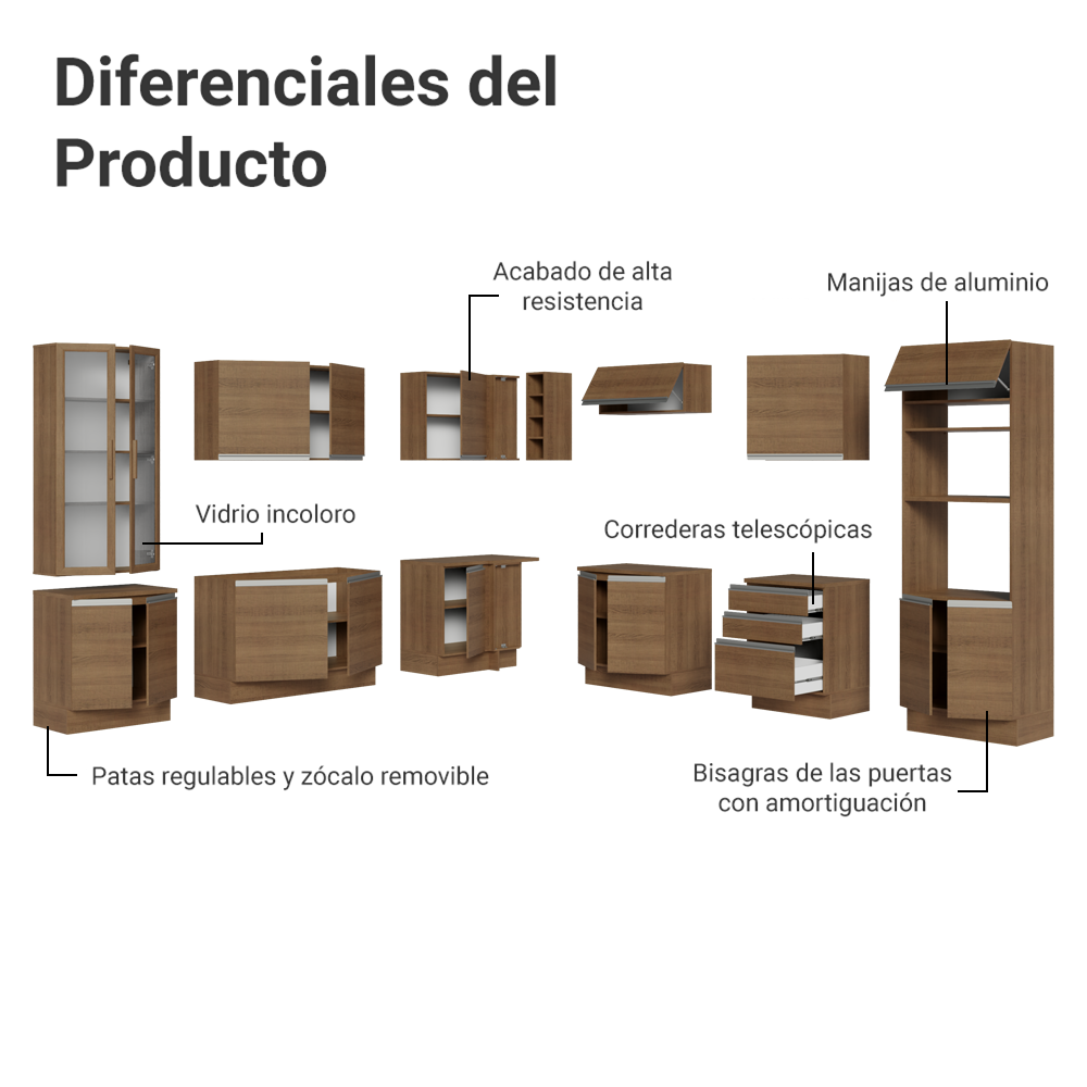 Cocina Integral 549cm Marrón Glamy 01