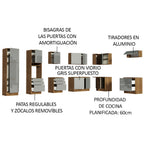 Cocina Integral Esquinera 546cm Marrón/Gris Lux 05