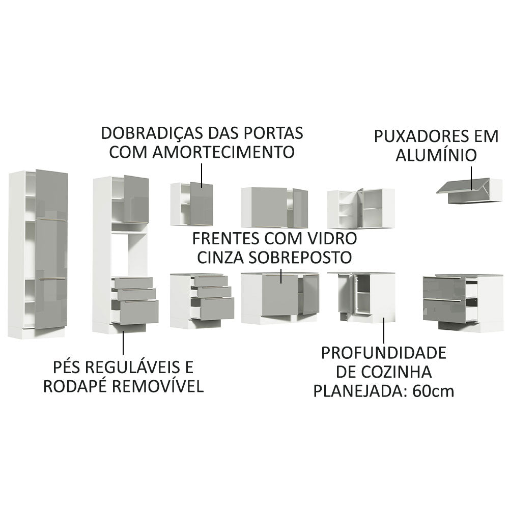 Cocina Integral Esquinera 546 cm Lux Blanco/Gris 05