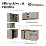 Cocina Integral Esquinera 265 cm sin Patas Crema Nice 06