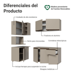 Cocina Compacta Esquinera Flotante 265 cm Crema Nice Madesa