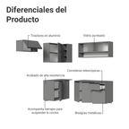 Cocina Integral Esquinera Flotante 325 cm Gris Nice Madesa