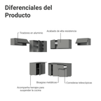 Cocina Integral Esquinera Flotante 405 x 52 cm 9 Puertas 1 Cajón Gris Nice Madesa 01