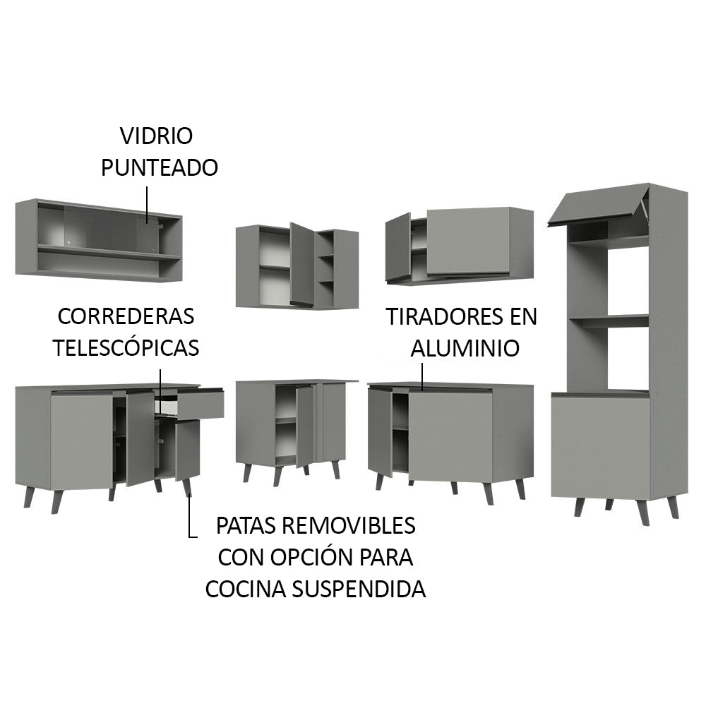 Cocina Integrale Esquinera 445cm Gris Nice Madesa 02