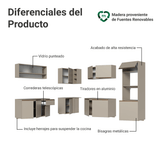 Cocina Integral Esquinera 445cm Flotante Crema Nice Madesa 03