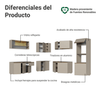Cocina Integral Esquinera Flotante 445 cm Con Mueble para Horno Crema Nice Madesa