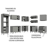 Cocina Integrale Esquinera 465cm Gris Nice Madesa 01