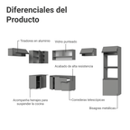 Cocina Integral Esquinera Flotante 465 cm Con Mueble para Horno Gris Nice Madesa