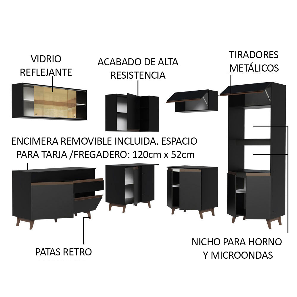Cocina Integral Esquinera 402 cm Reims Negro 01