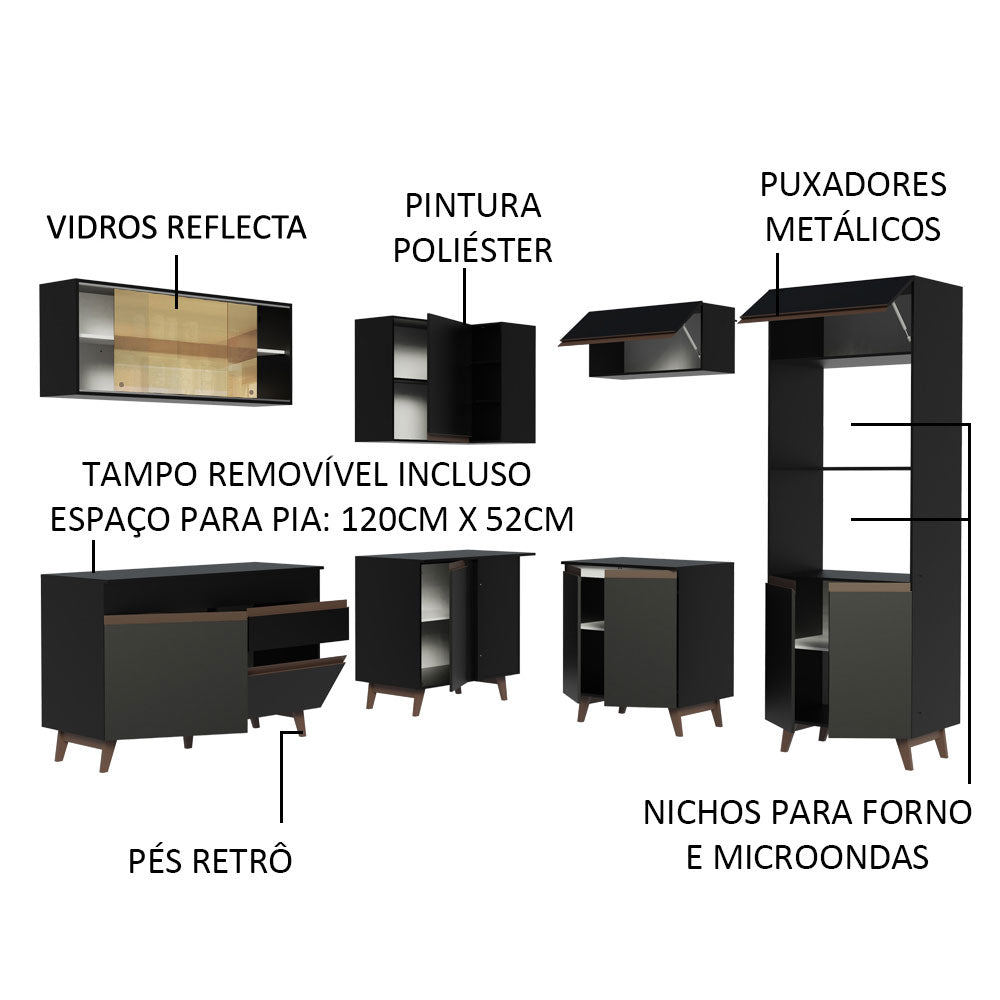 Cocina Integral Esquinera 402 cm Reims Negro 01