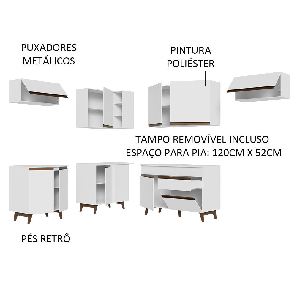 Cocina Integral de Esquina 402cm Blanco Reims Madesa 03