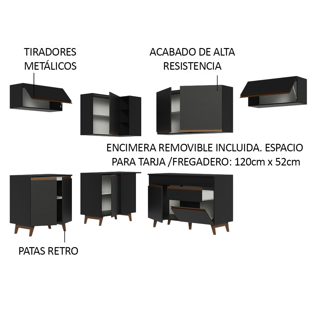 Cocina Integral Esquinera 402 cm Reims Negro 03